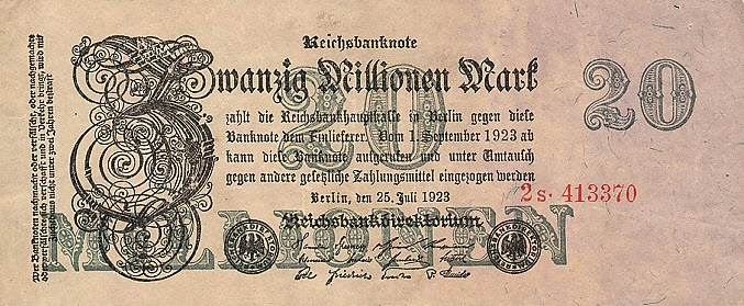 P 97a Germany 20 Mark Year 1923